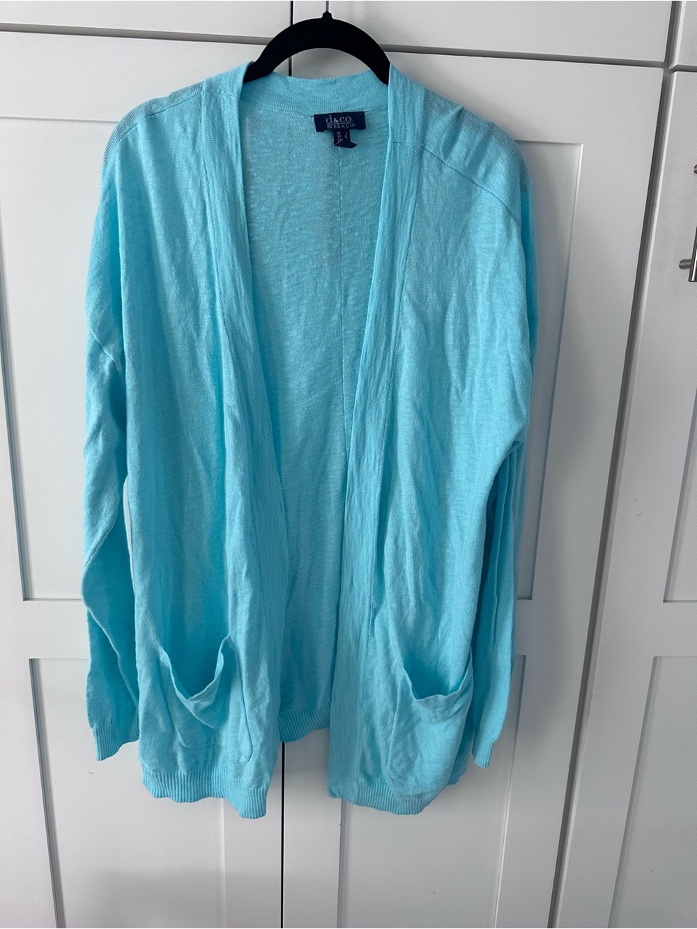 D&Co Beach Light Blue Open-Front Women's Cardigan with Pockets